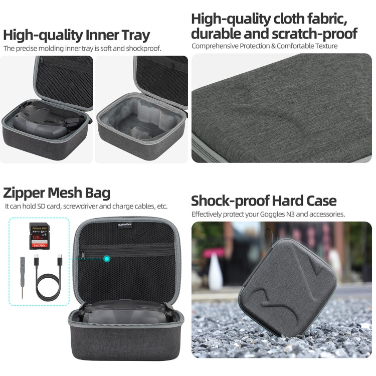 For DJI N3 Flying Glasses Sunnylife Handheld Storage Bag (Black) - Cases & Bags by Sunnylife | Online Shopping UK | buy2fix