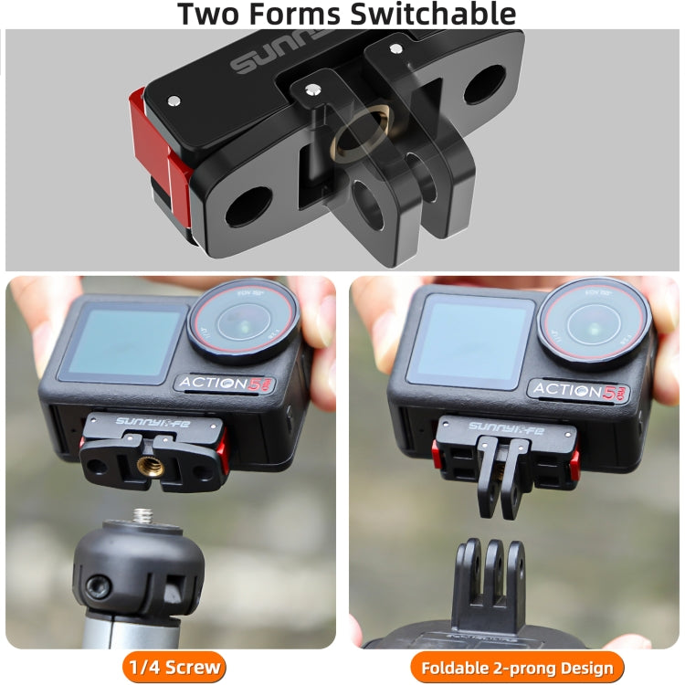For DJI Osmo 360 / Action 5 Pro / 4 / 3 Sunnylife Foldable Magnetic Quick Release Mount Action Camera Selfie Stick Tripod Adapter Cam Stand (Black) - Mount & Holder by Sunnylife | Online Shopping UK | buy2fix