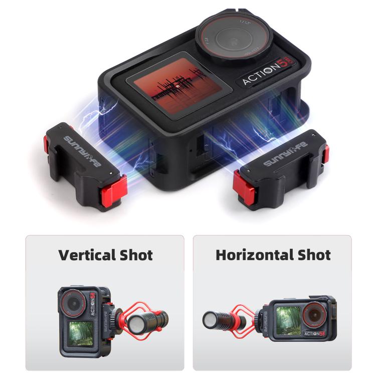 For DJI Osmo 360 / Action 5 Pro / 4 / 3 Sunnylife Magnetic Quick-Release Cold Shoe Adapter Action Camera Fill Light Microphone Adapter (Black) - Mount & Holder by Sunnylife | Online Shopping UK | buy2fix