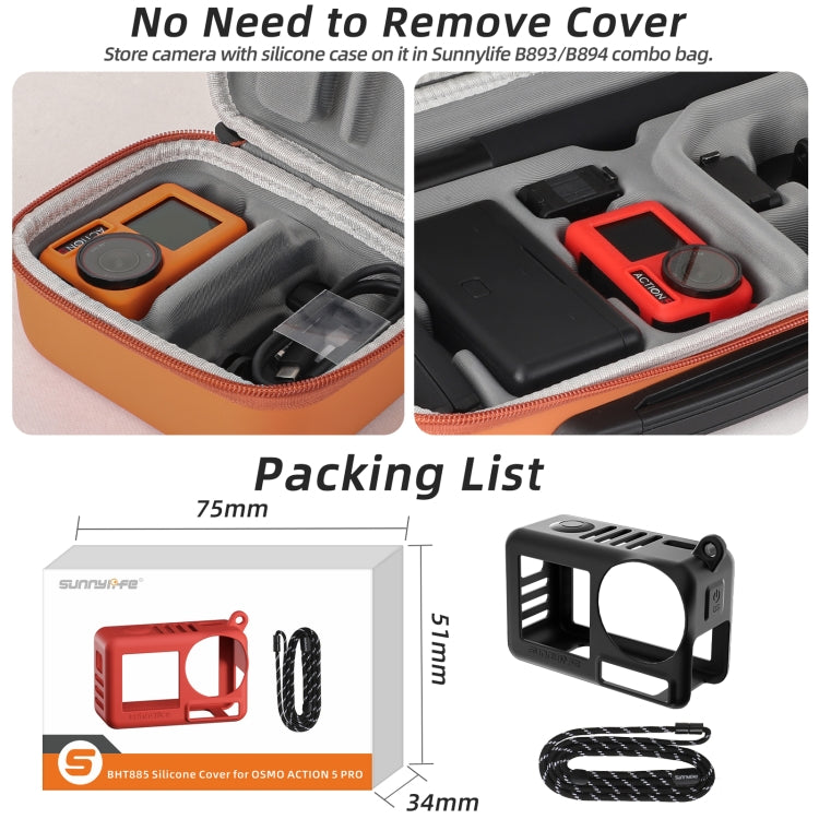 For DJI Osmo Action 5 Pro Sunnylife Silicone Protective Case Scratch-proof Camera Cover with Lanyard (Black) - Case & Bags by Sunnylife | Online Shopping UK | buy2fix