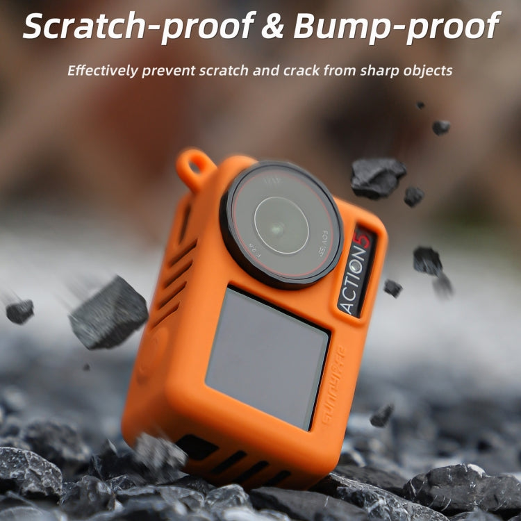 For DJI Osmo Action 5 Pro Sunnylife Silicone Protective Case Scratch-proof Camera Cover with Lanyard (Black) - Case & Bags by Sunnylife | Online Shopping UK | buy2fix