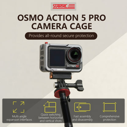 For DJI Osmo Action 5 Pro STARTRC Metal Cage Expansion Adapter Frame with Cold Shoe (Grey) - Protection Frame by STARTRC | Online Shopping UK | buy2fix