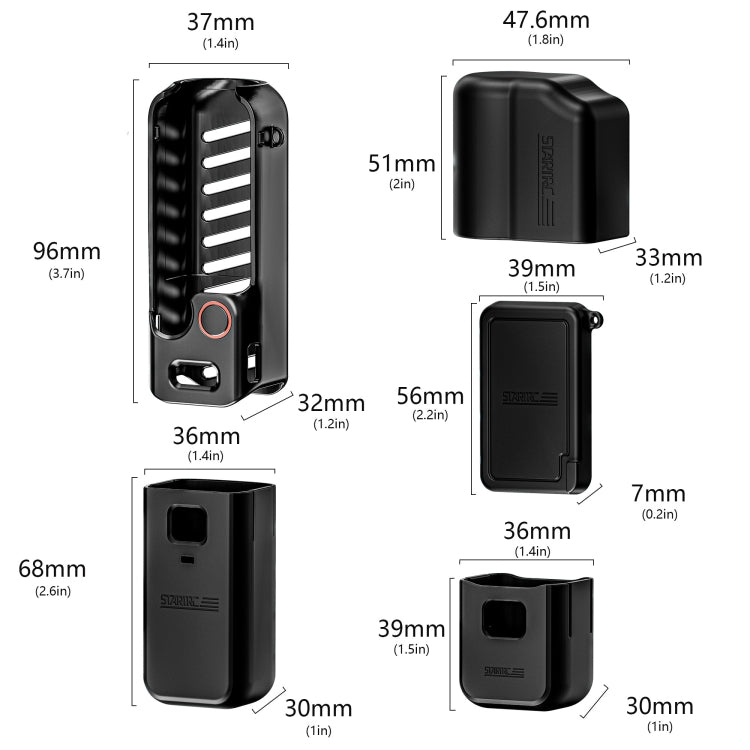 For DJI OSMO Pocket 3 STARTRC 5 in 1 Body Lens Handle Screen Silicone TPU Case (Black) - Case & Bags by STARTRC | Online Shopping UK | buy2fix