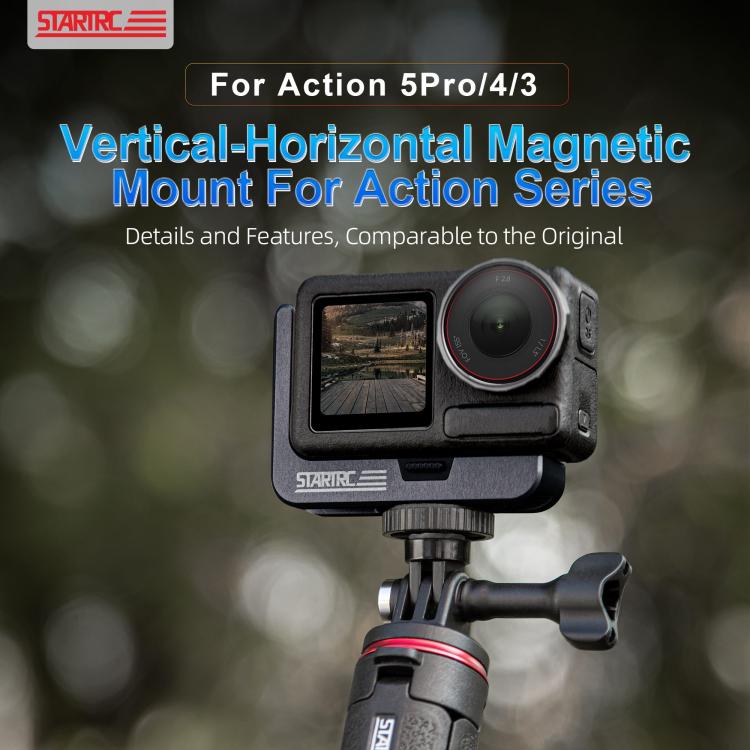 For DJI Osmo Action 5 Pro / 4 / 3 STARTRC L-shaped Magnetic Quick Release Bracket (Black) - Mount & Holder by STARTRC | Online Shopping UK | buy2fix