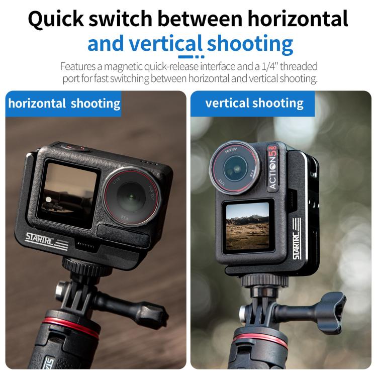 For DJI Osmo Action 5 Pro / 4 / 3 STARTRC L-shaped Magnetic Quick Release Bracket (Black) - Mount & Holder by STARTRC | Online Shopping UK | buy2fix