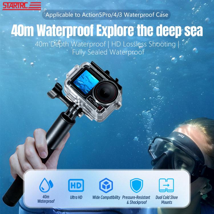 For DJI Osmo Action 5 Pro / 3 / 4 STARTRC 40m Underwater Waterproof Housing Diving Case (Transparent) - Case & Bags by STARTRC | Online Shopping UK | buy2fix