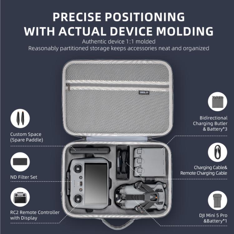 For DJI Mini 5 Pro STARTRC Shoulder PU Storage Bag Handbag (Grey) - Backpacks & Bags by STARTRC | Online Shopping UK | buy2fix