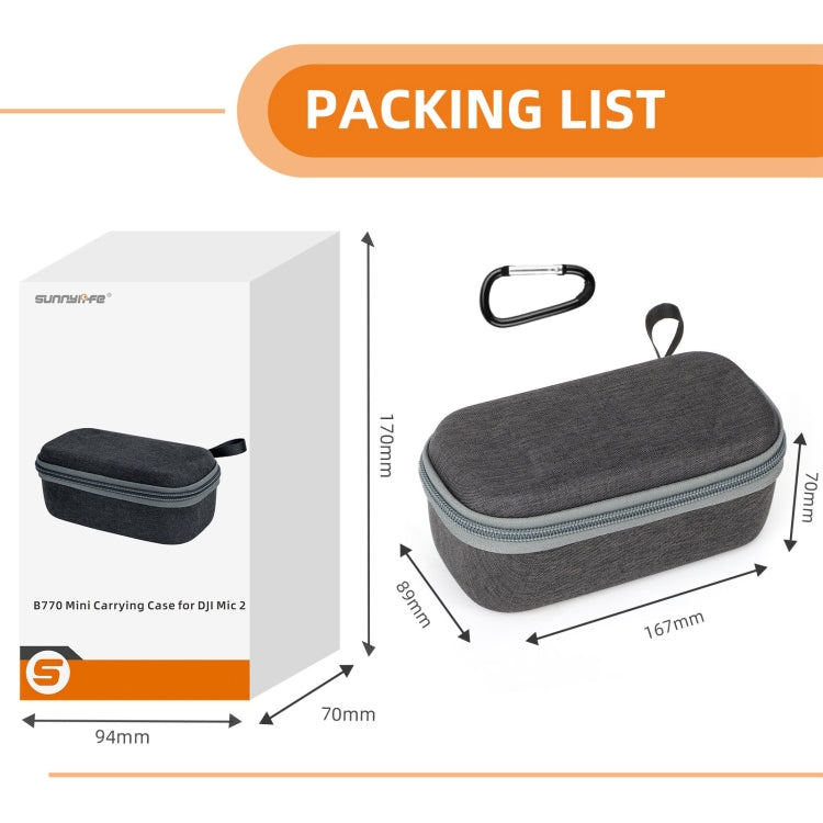 For DJI Mic 2 Sunnylife B770 Mini Carrying Case Wireless Microphone Storage Bag (Grey) - Case & Bags by Sunnylife | Online Shopping UK | buy2fix