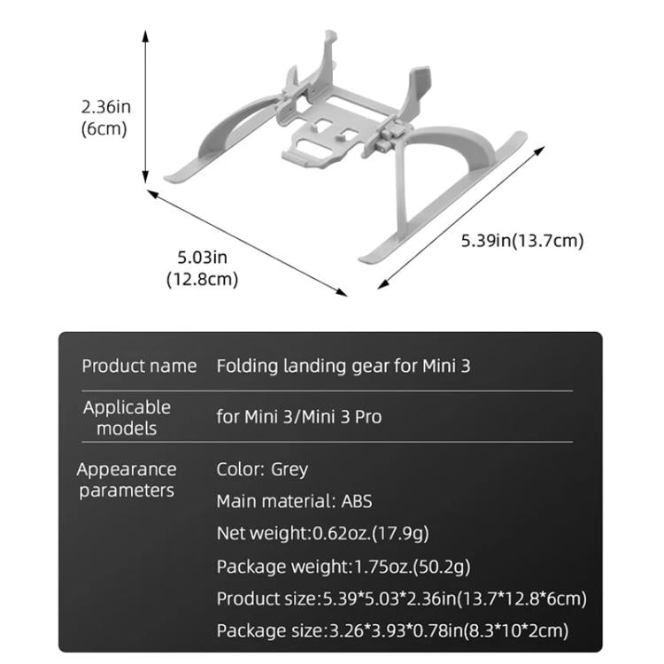 For DJI Mini 3 / 3 Pro BRDRC Folding Heightened Landing Gear Training Rack (Grey) - Mount & Holder by BRDRC | Online Shopping UK | buy2fix