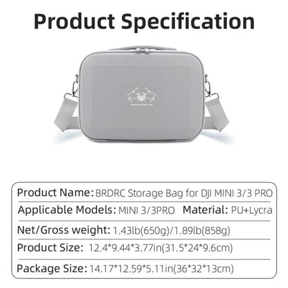 For DJI Mini 3 / 3 Pro BRDRC Shoulder Drone Remote Control Storage Carrying Bag (Grey) - Carry Cases & Bags by BRDRC | Online Shopping UK | buy2fix