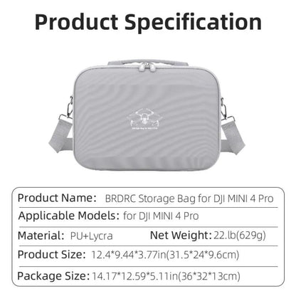 For DJI Mini 4 Pro BRDRC Shoulder Drone Remote Control Storage Carrying Bag (Grey) - Carry Cases & Bags by BRDRC | Online Shopping UK | buy2fix