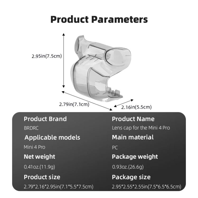 For DJI Mini 4 Pro BRDRC Lens Protective Cover Gimbal Cover (Transparent Black) - Other by BRDRC | Online Shopping UK | buy2fix