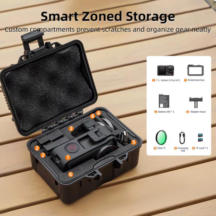 For DJI OSMO Action 5 Pro / 4 / 3 Camera Hard Storage Box Bag Protective Case (Black) - Case & Bags by BRDRC | Online Shopping UK | buy2fix