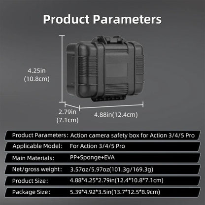 For DJI OSMO Action 5 Pro / 4 / 3 Camera Hard Storage Box Bag Protective Case (Black) - Case & Bags by BRDRC | Online Shopping UK | buy2fix