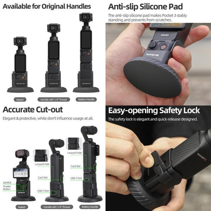 For DJI Osmo Pocket 3 Sunnylife Magnetic Base Mount Tabletop Base Stand Holder (Black) - Mount & Holder by Sunnylife | Online Shopping UK | buy2fix