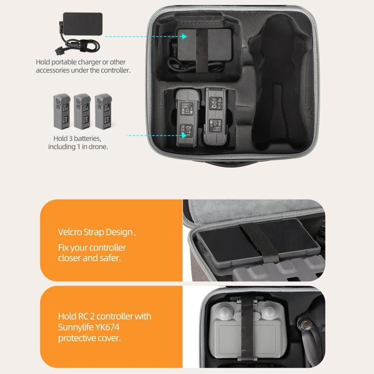 For DJI Mavic 4 Pro Sunnylife Drone Kit Carrying Case Storage Bag (Grey) - Backpacks & Bags by Sunnylife | Online Shopping UK | buy2fix