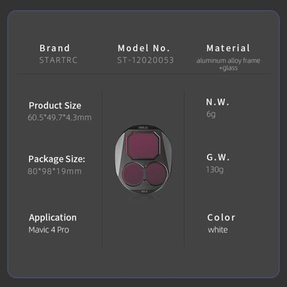 For DJI Mavic 4 Pro STARTRC 4 in 1 ND8 ND16 ND32 ND64 Lens Filter Kit - Lens Filter by STARTRC | Online Shopping UK | buy2fix