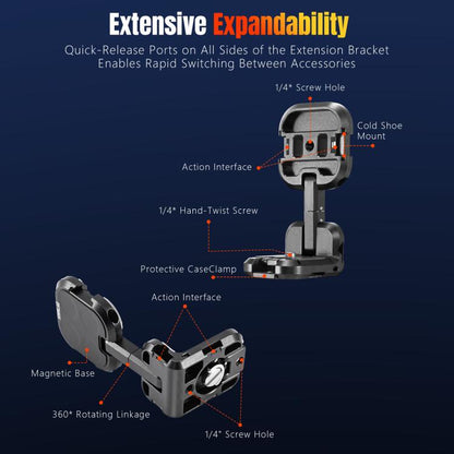 For DJI Osmo Pocket 3 STARTRC Metal L-shaped Expansion Bracket (Black) - Mount & Holder by STARTRC | Online Shopping UK | buy2fix