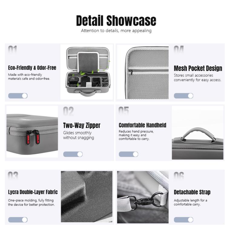 For DJI Osmo 360 STARTRC Full Kit Portable Handbag Shoulder PU Storage Bag (Grey) - Case & Bags by STARTRC | Online Shopping UK | buy2fix