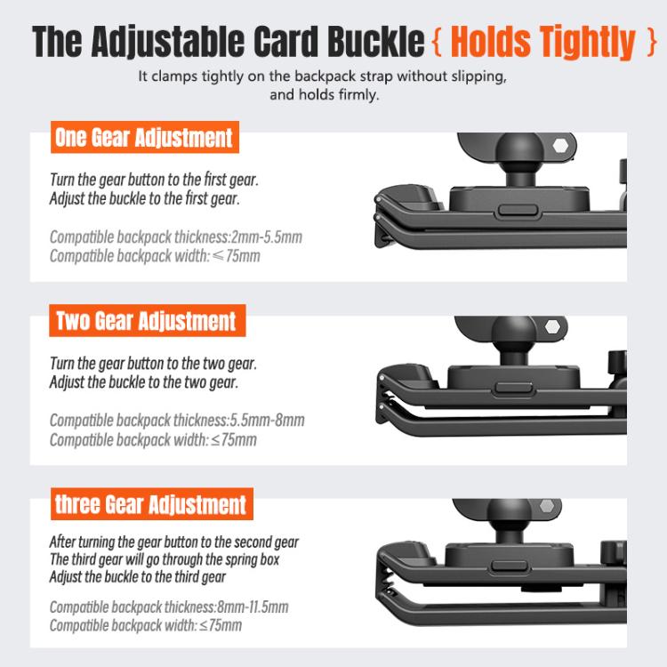 STARTRC Magnetic  Backpack Clip Mount for DJI Osmo 360 / GoPro Action Cameras (Black) - Mount & Holder by STARTRC | Online Shopping UK | buy2fix