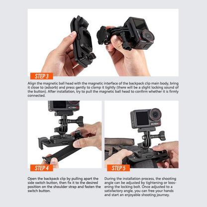 STARTRC Magnetic  Backpack Clip Mount for DJI Osmo 360 / GoPro Action Cameras (Black) - Mount & Holder by STARTRC | Online Shopping UK | buy2fix