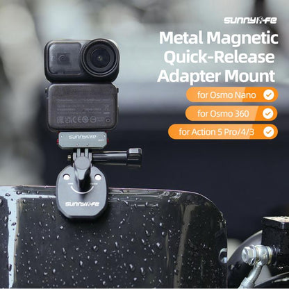 Sunnylife Metal Magnetic Quick Release Adapter Mount Foldable Cam Stand 1/4 Adapter For DJI Osmo Nano / Osmo 360 / Action 5 Pro / 4 / 3 (Grey) - Mount & Holder by Sunnylife | Online Shopping UK | buy2fix