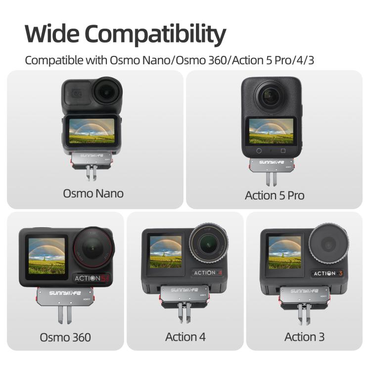 Sunnylife Metal Magnetic Quick Release Adapter Mount Foldable Cam Stand 1/4 Adapter For DJI Osmo Nano / Osmo 360 / Action 5 Pro / 4 / 3 (Grey) - Mount & Holder by Sunnylife | Online Shopping UK | buy2fix