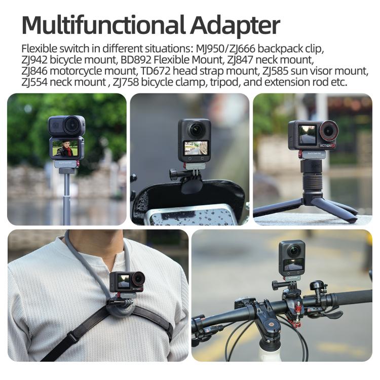 Sunnylife Metal Magnetic Quick Release Adapter Mount Foldable Cam Stand 1/4 Adapter For DJI Osmo Nano / Osmo 360 / Action 5 Pro / 4 / 3 (Grey) - Mount & Holder by Sunnylife | Online Shopping UK | buy2fix