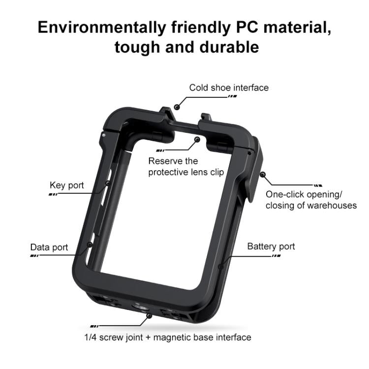 For DJI Osmo 360 PC Plastic Cage Frame with Cold Shoe (Black) - Protection Frame by buy2fix | Online Shopping UK | buy2fix