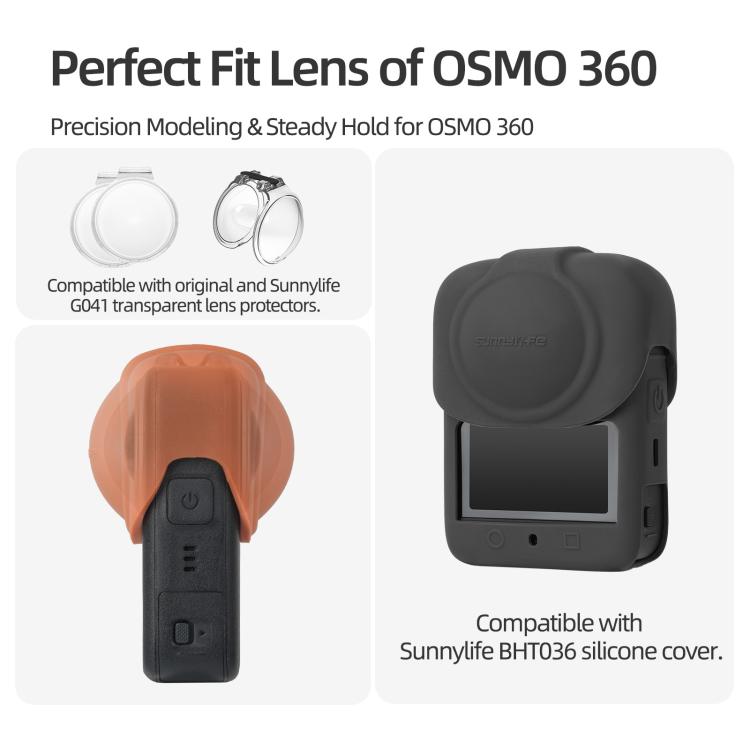 For DJI Osmo 360 Sunnylife Silicone Lens Cap Protective Cover Lens Protector (Orange) - Case & Bags by Sunnylife | Online Shopping UK | buy2fix