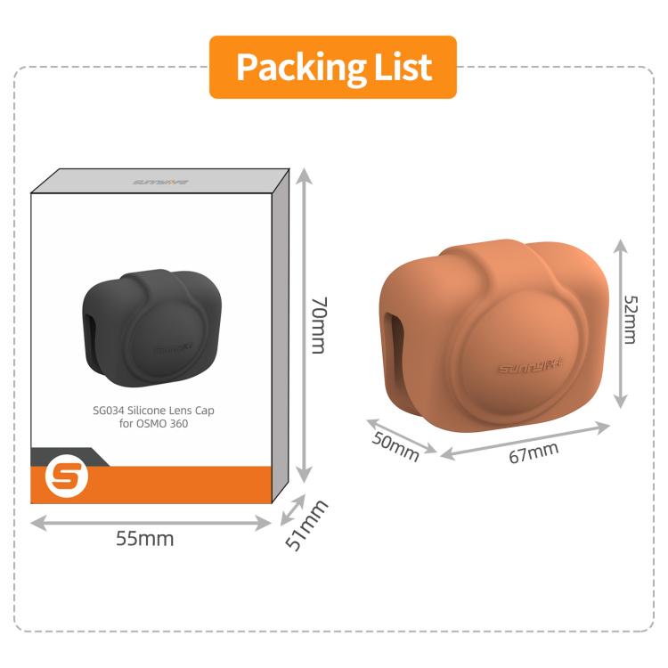For DJI Osmo 360 Sunnylife Silicone Lens Cap Protective Cover Lens Protector (Orange) - Case & Bags by Sunnylife | Online Shopping UK | buy2fix