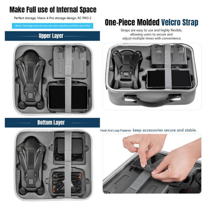 For DJI Mavic 4 Pro / RC Pro 2 STARTRC All-rounder Shoulder PU Storage Bag Handbag (Grey) - Backpacks & Bags by STARTRC | Online Shopping UK | buy2fix