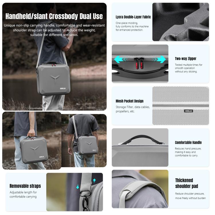 For DJI Mavic 4 Pro / RC Pro 2 STARTRC All-rounder Shoulder PU Storage Bag Handbag (Grey) - Backpacks & Bags by STARTRC | Online Shopping UK | buy2fix