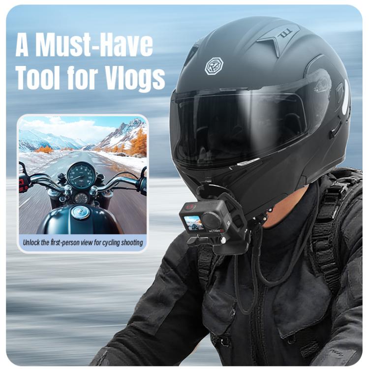 STARTRC Helmet Chin Mount Clip For GoPro, Insta360, DJI and Other Action Cameras (Black) - Mount & Holder by STARTRC | Online Shopping UK | buy2fix