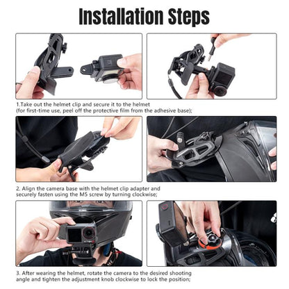 STARTRC Helmet Chin Mount Clip For GoPro, Insta360, DJI and Other Action Cameras (Black) - Mount & Holder by STARTRC | Online Shopping UK | buy2fix