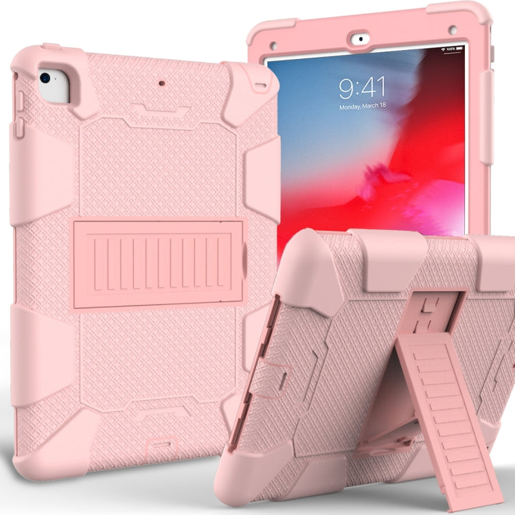 Shockproof Two-color Silicone Protection Shell for iPad 9.7(2018) & 9.7(2017) & Air 2, with Holder(Rose Gold) - iPad 9.7 (2018) & (2017) Cases by buy2fix | Online Shopping UK | buy2fix