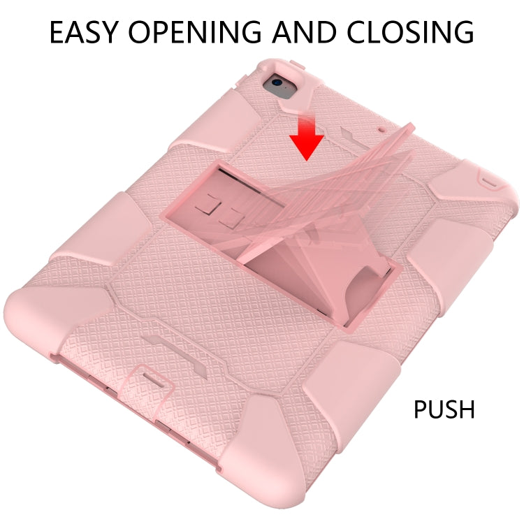 Shockproof Two-color Silicone Protection Shell for iPad 9.7(2018) & 9.7(2017) & Air 2, with Holder(Rose Gold) - iPad 9.7 (2018) & (2017) Cases by buy2fix | Online Shopping UK | buy2fix