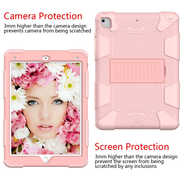 Shockproof Two-color Silicone Protection Shell for iPad 9.7(2018) & 9.7(2017) & Air 2, with Holder(Rose Gold) - iPad 9.7 (2018) & (2017) Cases by buy2fix | Online Shopping UK | buy2fix