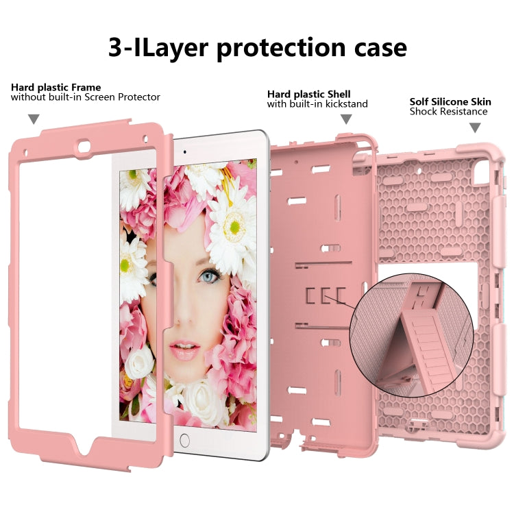 Shockproof Two-color Silicone Protection Shell for iPad 9.7(2018) & 9.7(2017) & Air 2, with Holder(Rose Gold) - iPad 9.7 (2018) & (2017) Cases by buy2fix | Online Shopping UK | buy2fix