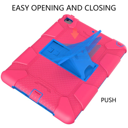Shockproof Two-color Silicone Protection Shell for iPad 9.7(2018) & 9.7(2017) & Air 2, with Holder(Rose Red+Blue) - iPad 9.7 (2018) & (2017) Cases by buy2fix | Online Shopping UK | buy2fix