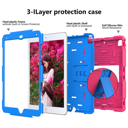 Shockproof Two-color Silicone Protection Shell for iPad 9.7(2018) & 9.7(2017) & Air 2, with Holder(Rose Red+Blue) - iPad 9.7 (2018) & (2017) Cases by buy2fix | Online Shopping UK | buy2fix