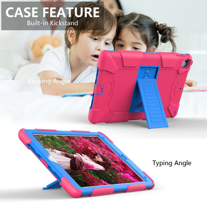Shockproof Two-color Silicone Protection Shell for iPad 9.7(2018) & 9.7(2017) & Air 2, with Holder(Rose Red+Blue) - iPad 9.7 (2018) & (2017) Cases by buy2fix | Online Shopping UK | buy2fix
