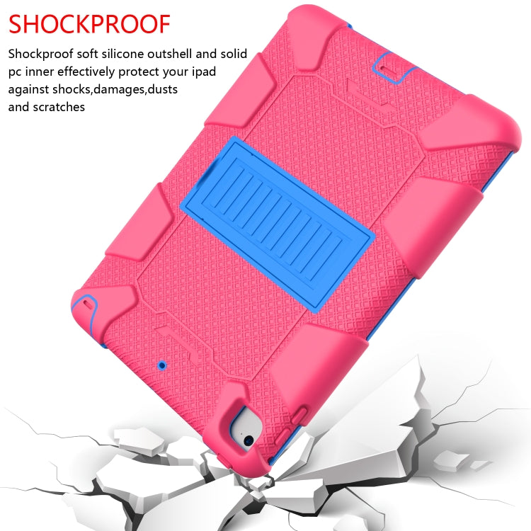 Shockproof Two-color Silicone Protection Shell for iPad 9.7(2018) & 9.7(2017) & Air 2, with Holder(Rose Red+Blue) - iPad 9.7 (2018) & (2017) Cases by buy2fix | Online Shopping UK | buy2fix