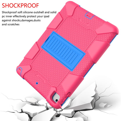 Shockproof Two-color Silicone Protection Shell for iPad 9.7(2018) & 9.7(2017) & Air 2, with Holder(Rose Red+Blue) - iPad 9.7 (2018) & (2017) Cases by buy2fix | Online Shopping UK | buy2fix