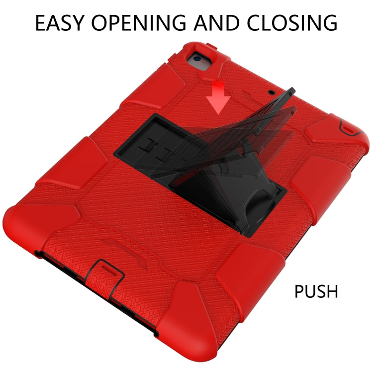 Shockproof Two-color Silicone Protection Shell for iPad 9.7(2018) & 9.7(2017) & Air 2, with Holder(Red+Black) - iPad 9.7 (2018) & (2017) Cases by buy2fix | Online Shopping UK | buy2fix