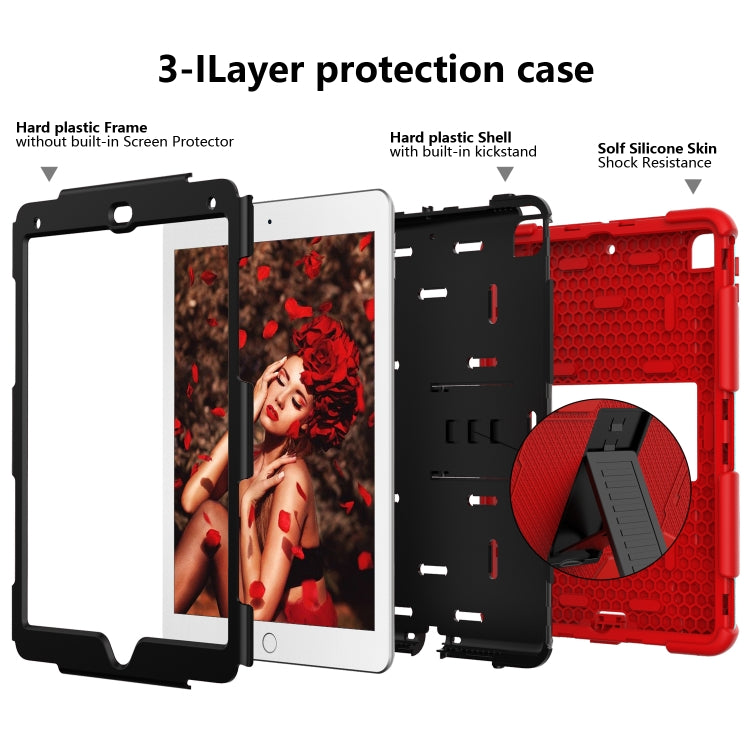 Shockproof Two-color Silicone Protection Shell for iPad 9.7(2018) & 9.7(2017) & Air 2, with Holder(Red+Black) - iPad 9.7 (2018) & (2017) Cases by buy2fix | Online Shopping UK | buy2fix