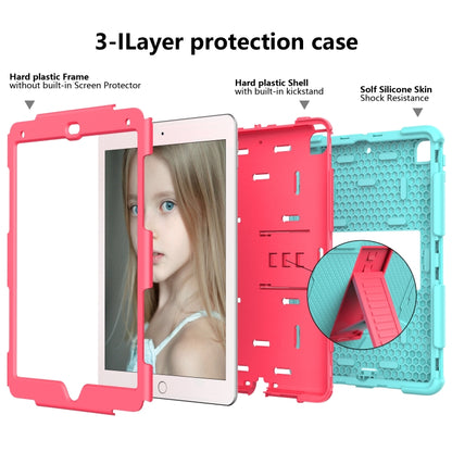 Shockproof Two-color Silicone Protection Shell for iPad 9.7(2018) & 9.7(2017) & Air 2, with Holder(Mint Green+Rose Red) - iPad 9.7 (2018) & (2017) Cases by buy2fix | Online Shopping UK | buy2fix