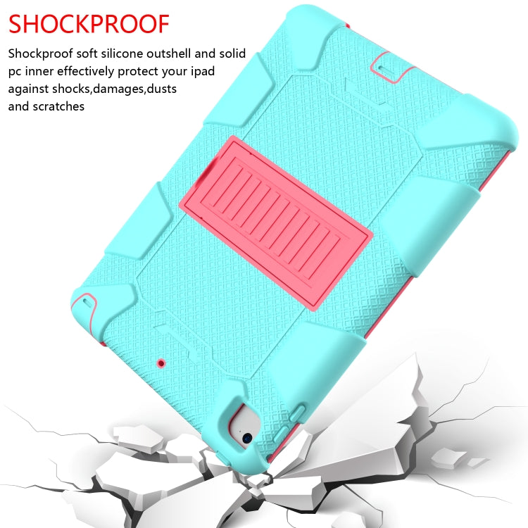 Shockproof Two-color Silicone Protection Shell for iPad 9.7(2018) & 9.7(2017) & Air 2, with Holder(Mint Green+Rose Red) - iPad 9.7 (2018) & (2017) Cases by buy2fix | Online Shopping UK | buy2fix