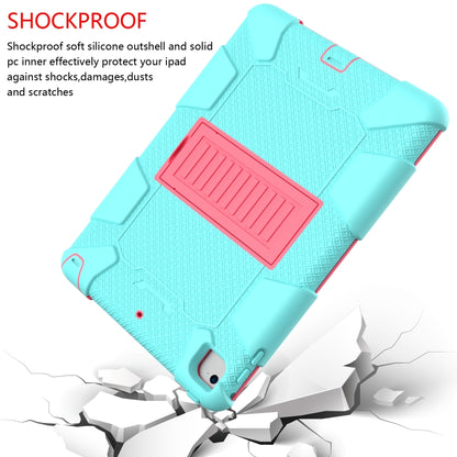 Shockproof Two-color Silicone Protection Shell for iPad 9.7(2018) & 9.7(2017) & Air 2, with Holder(Mint Green+Rose Red) - iPad 9.7 (2018) & (2017) Cases by buy2fix | Online Shopping UK | buy2fix
