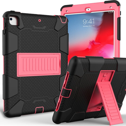 Shockproof Two-color Silicone Protection Shell for iPad 9.7(2018) & 9.7(2017) & Air 2, with Holder(Black+Red) - iPad 9.7 (2018) & (2017) Cases by buy2fix | Online Shopping UK | buy2fix